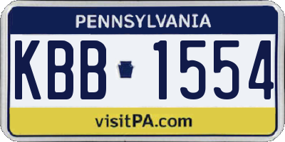 PA license plate KBB1554