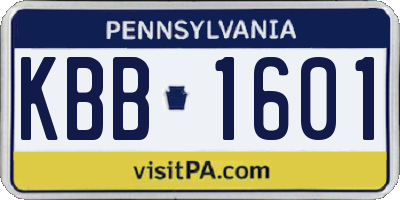 PA license plate KBB1601