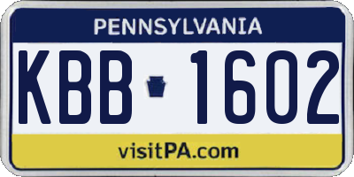 PA license plate KBB1602