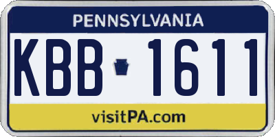 PA license plate KBB1611