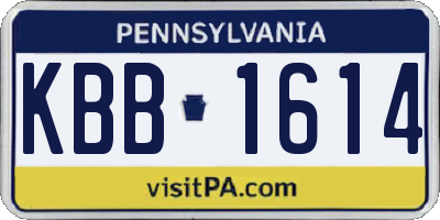 PA license plate KBB1614