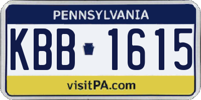PA license plate KBB1615