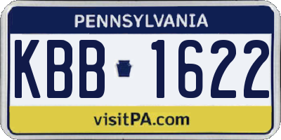 PA license plate KBB1622