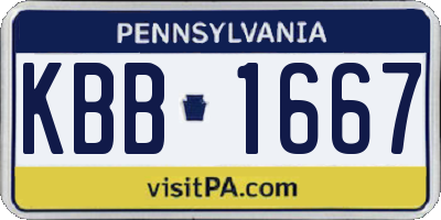PA license plate KBB1667