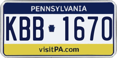PA license plate KBB1670