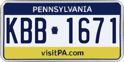 PA license plate KBB1671
