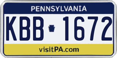 PA license plate KBB1672