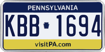PA license plate KBB1694