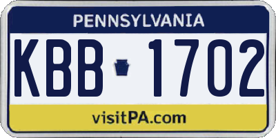 PA license plate KBB1702