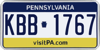 PA license plate KBB1767