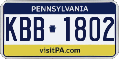 PA license plate KBB1802