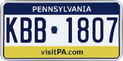 PA license plate KBB1807