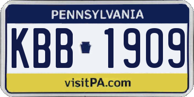 PA license plate KBB1909