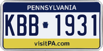 PA license plate KBB1931