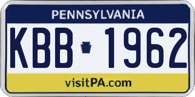PA license plate KBB1962