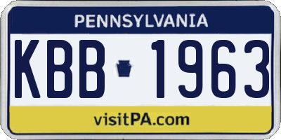 PA license plate KBB1963