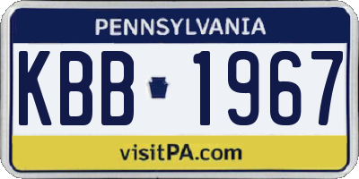 PA license plate KBB1967