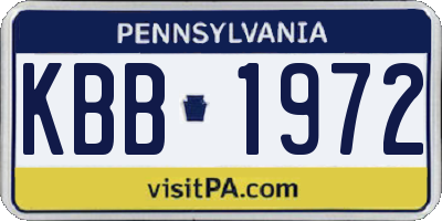 PA license plate KBB1972