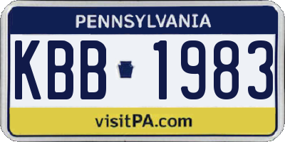 PA license plate KBB1983