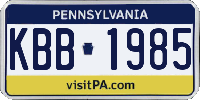 PA license plate KBB1985