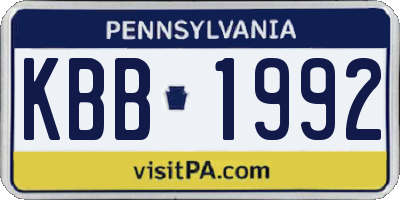 PA license plate KBB1992