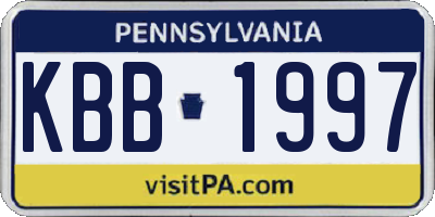 PA license plate KBB1997