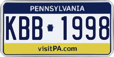 PA license plate KBB1998