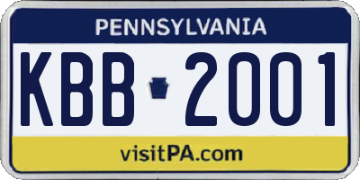 PA license plate KBB2001