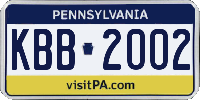 PA license plate KBB2002