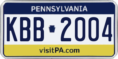 PA license plate KBB2004
