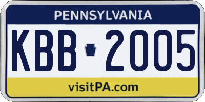 PA license plate KBB2005