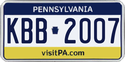 PA license plate KBB2007