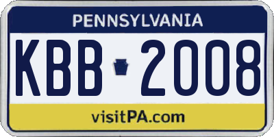 PA license plate KBB2008