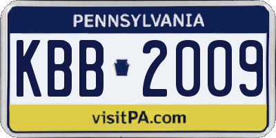 PA license plate KBB2009