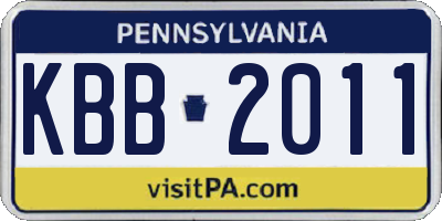 PA license plate KBB2011