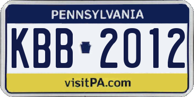 PA license plate KBB2012