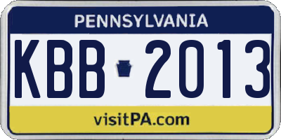 PA license plate KBB2013