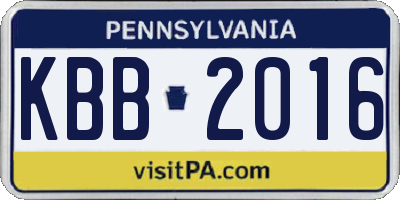 PA license plate KBB2016