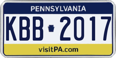 PA license plate KBB2017