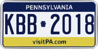 PA license plate KBB2018