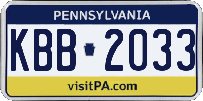 PA license plate KBB2033