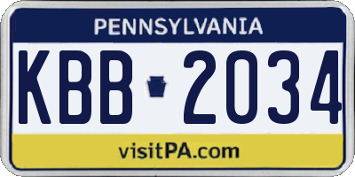 PA license plate KBB2034