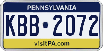 PA license plate KBB2072