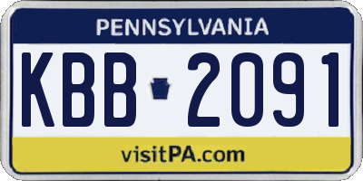 PA license plate KBB2091