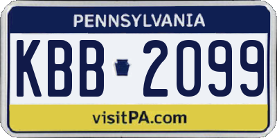 PA license plate KBB2099
