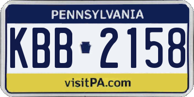 PA license plate KBB2158