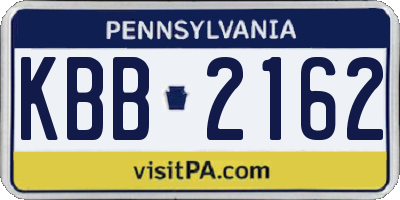 PA license plate KBB2162