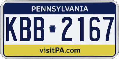 PA license plate KBB2167