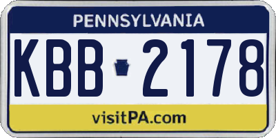 PA license plate KBB2178