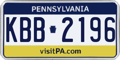 PA license plate KBB2196